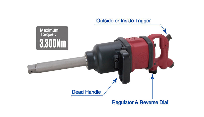 Shinano 1″ Impact Wrench SI-1888L (Inside Trigger Model)